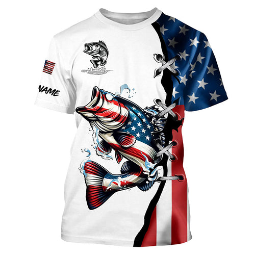 Largemouth bass fishing American flag UV protection Customize long sleeves fishing shirts NQS1561