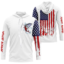 Load image into Gallery viewer, American flag Tuna fishing personalized patriotic UV Protection saltwater Tuna Fishing Shirts for men NQS5624