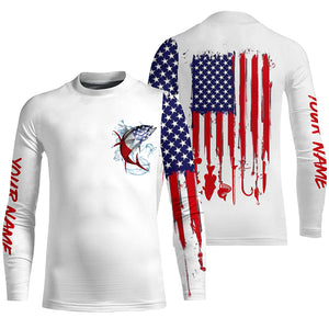 American flag Tuna fishing personalized patriotic UV Protection saltwater Tuna Fishing Shirts for men NQS5624