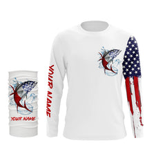 Load image into Gallery viewer, American flag Tuna fishing personalized patriotic UV Protection saltwater Tuna Fishing Shirts for men NQS5624