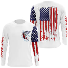 Load image into Gallery viewer, American flag Tuna fishing personalized patriotic UV Protection saltwater Tuna Fishing Shirts for men NQS5624