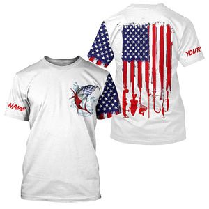 American flag Tuna fishing personalized patriotic UV Protection saltwater Tuna Fishing Shirts for men NQS5624