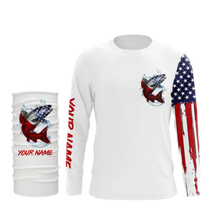 American flag chinook salmon fishing personalized patriotic UV Protection salmon Fishing Shirt for men NQS5625