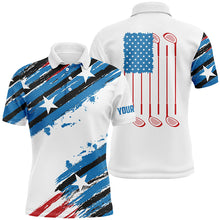 Load image into Gallery viewer, Red white and blue American flag Mens Golf Polo Shirt Custom mens golf clothing, Patriotic Golf Gifts NQS7739