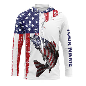 American flag Walleye patriotic fishing Custom Walleye tournament long sleeves fishing shirts NQS5864