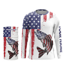 Load image into Gallery viewer, American flag Walleye patriotic fishing Custom Walleye tournament long sleeves fishing shirts NQS5864