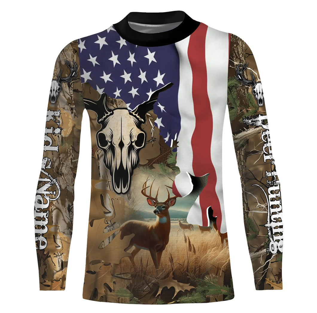 Deer Hunting Camo American Flag patriotic Customize name 3D All over print shirts NQS671