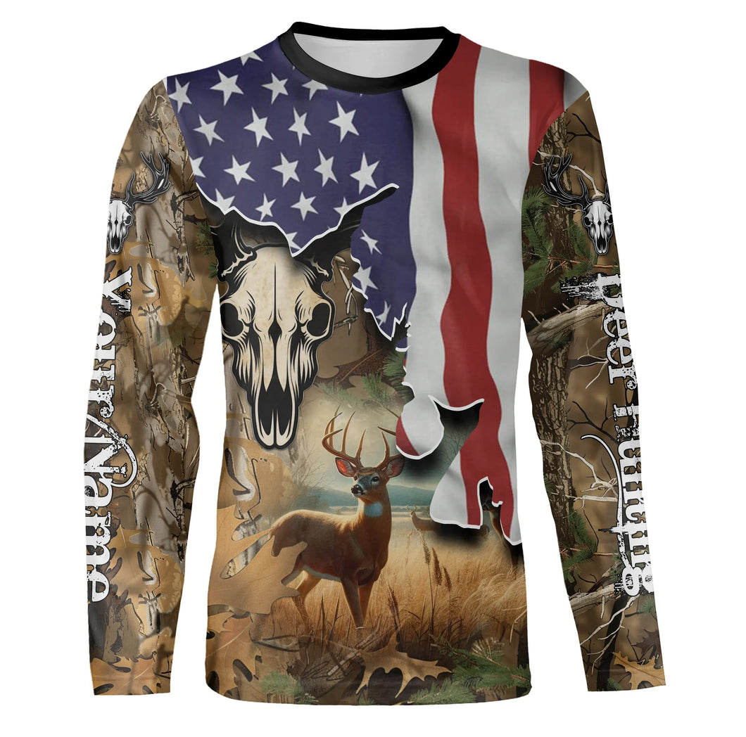 Deer Hunting Camo American Flag patriotic Customize name 3D All over print shirts NQS671