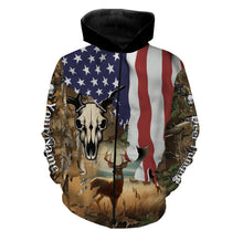 Load image into Gallery viewer, Deer Hunting Camo American Flag patriotic Customize name 3D All over print shirts NQS671