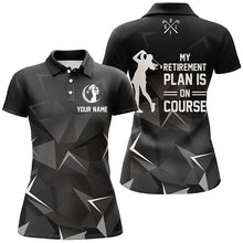 Load image into Gallery viewer, Black Camo Women golf polo shirts custom golf outfit for ladies My retirement plan is on course NQS8413