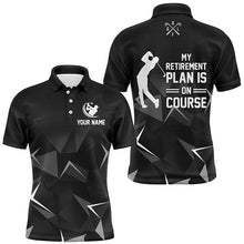 Load image into Gallery viewer, Black Camo Men golf polo shirts custom golf outfit for men My retirement plan is on course NQS8413