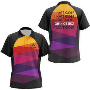 Colorful pattern Kid golf polo shirts custom I hate golf nice shot I love golf Kid golf tops NQS8849