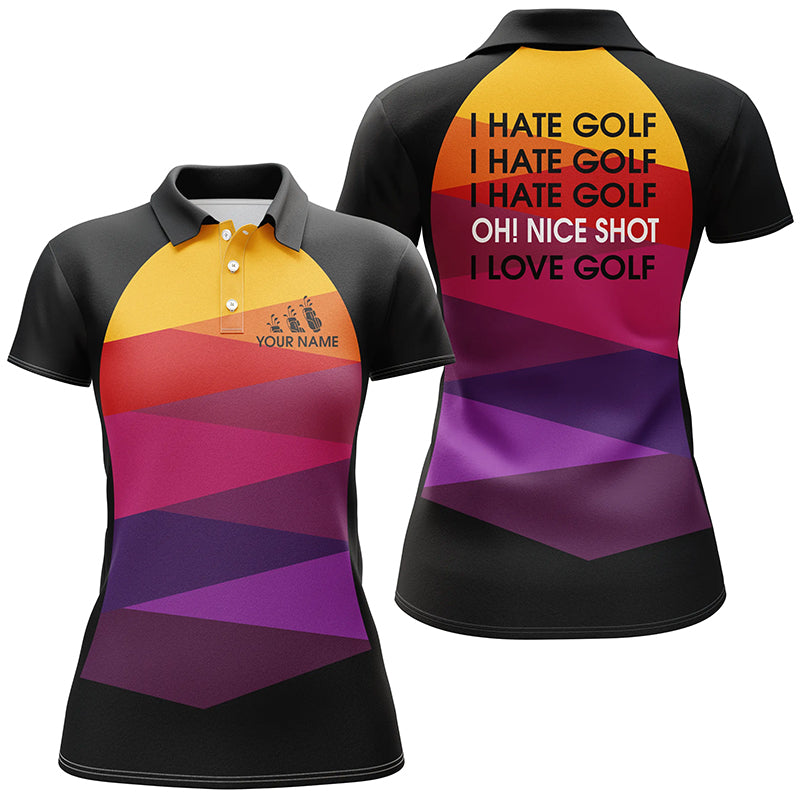 Colorful pattern Women golf polo shirt custom I hate golf nice shot I love golf ladies golf tops NQS8849