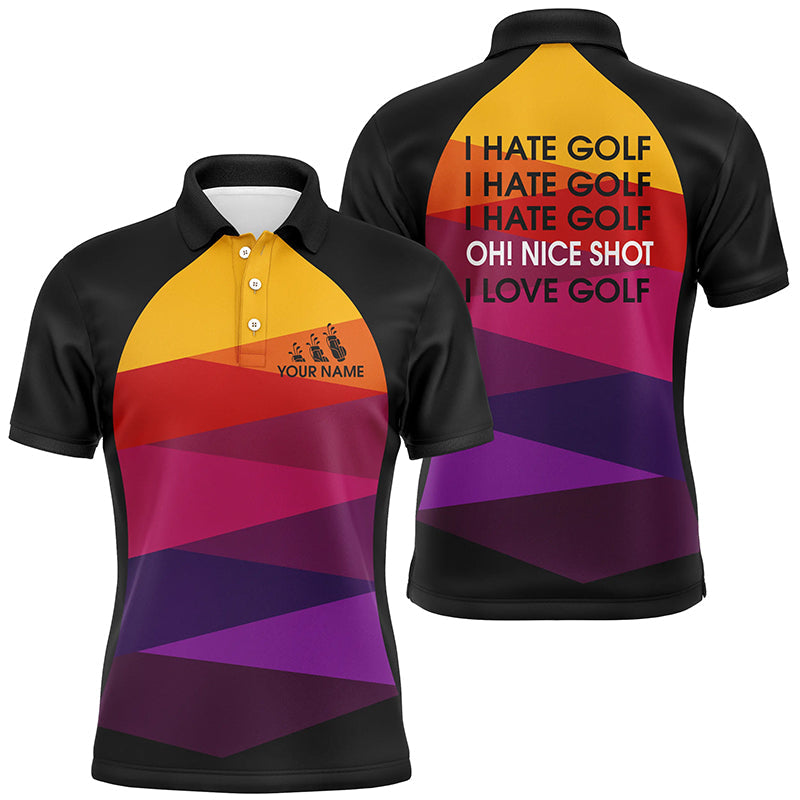 Colorful pattern Men golf polo shirt custom I hate golf nice shot I love golf mens golf tops NQS8849