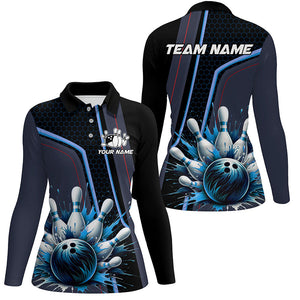 Personalized Bowling shirt for Women Custom Team's Name Bowling League Jersey, Gift For Bowlers | Blue NQS8852