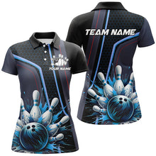 Load image into Gallery viewer, Personalized Bowling shirt for Women Custom Team&#39;s Name Bowling League Jersey, Gift For Bowlers | Blue NQS8852