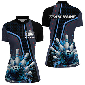 Personalized Bowling shirt for Women Custom Team's Name Bowling League Jersey, Gift For Bowlers | Blue NQS8852