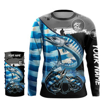 Load image into Gallery viewer, Wahoo fishing scales customize performance long sleeves Fishing shirts, Wahoo fishing jerseys NQS6956