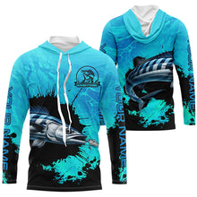 Load image into Gallery viewer, Personalized Wahoo fishing Performance long sleeve Fishing Shirt, Wahoo fishing jerseys | Blue NQS6976