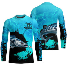 Load image into Gallery viewer, Personalized Wahoo fishing Performance long sleeve Fishing Shirt, Wahoo fishing jerseys | Blue NQS6976