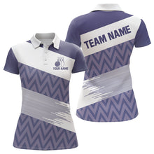 Load image into Gallery viewer, Purple and White Camo Bowling Polo, Quarter Zip Shirt For Women Custom Bowling Team Jersey Outfit NQS9113