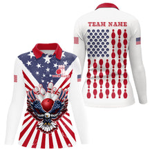 Load image into Gallery viewer, Red, White and Blue American Flag Eagle Bowling Shirts For Women Custom Patriotic Bowling Team Jersey NQS9117