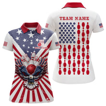 Load image into Gallery viewer, Red, White and Blue American Flag Eagle Bowling Shirts For Women Custom Patriotic Bowling Team Jersey NQS9117