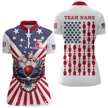 Load image into Gallery viewer, Red, White and Blue American Flag Eagle Bowling Shirts For Women Custom Patriotic Bowling Team Jersey NQS9117