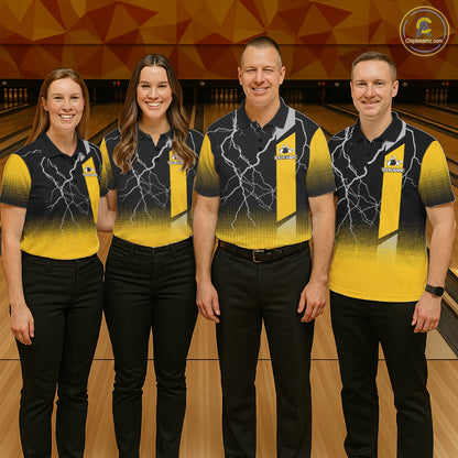Personalized black and yellow bowling shirt for men lightning thunder custom bowling gifts for men NQS11377