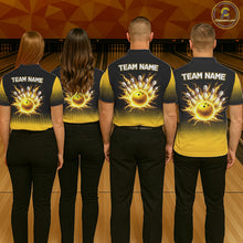 Load image into Gallery viewer, Personalized black &amp; yellow bowling shirt for women lightning thunder custom bowling gifts for ladies NQS11377