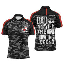 Load image into Gallery viewer, Mens polo bowling shirts Custom black camo Bowling Team Jersey dad the man the myth bowling legend NQS5636