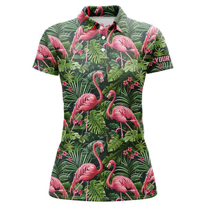 Pink Flamingo Tropical Pattern Women Golf Polo Shirts Custom Golf Shirts For Ladies Golf Gifts NQS7742