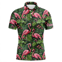 Load image into Gallery viewer, Pink Flamingo Tropical Pattern Mens Golf Polo Shirts Custom Golf Shirts For Mens Golf Gifts NQS7742