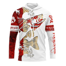 Load image into Gallery viewer, Canada Flag Walleye Fishing Custom long sleeve performance Fishing Shirts, Walleye Fishing jerseys NQS3875