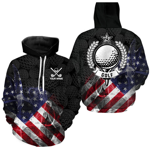 Smoke American Flag Black Camo golf Hoodies custom patriotic golf hoodie golf gifts NQS8421