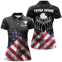 Load image into Gallery viewer, Smoke American Flag Black Camo Custom Bowling Shirts For Women Patriotic Bowling Team League Jerseys NQS8422