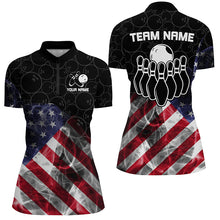 Load image into Gallery viewer, Smoke American Flag Black Camo Custom Bowling Shirts For Women Patriotic Bowling Team League Jerseys NQS8422