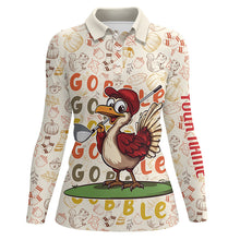 Load image into Gallery viewer, Funny Thanksgiving Turkey Women golf polo shirts custom women&#39;s golf outfits, personalized golf gifts NQS8625