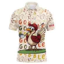 Load image into Gallery viewer, Funny Thanksgiving Turkey Mens golf polo shirts custom men&#39;s golf outfits, personalized golf gifts NQS8625