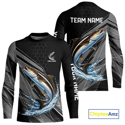 Personalized Black camo Cobia Fishing Jerseys, Cobia Tournament fishing team shirts NQS11380