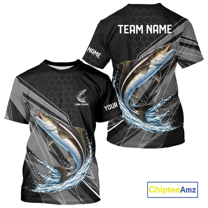 Personalized Black camo Cobia Fishing Jerseys, Cobia Tournament fishing team shirts NQS11380