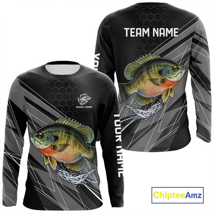 Personalized Black camo Bluegill Fishing Jerseys, Bluegill Tournament fishing team shirts NQS11381