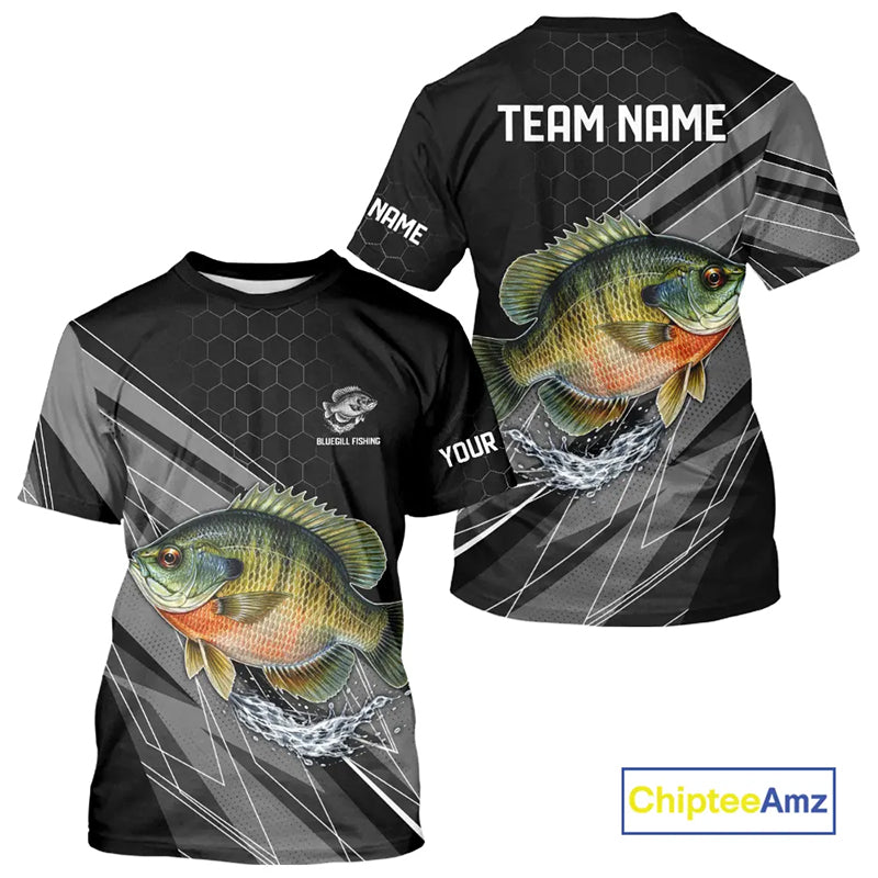 Personalized Black camo Bluegill Fishing Jerseys, Bluegill Tournament fishing team shirts NQS11381