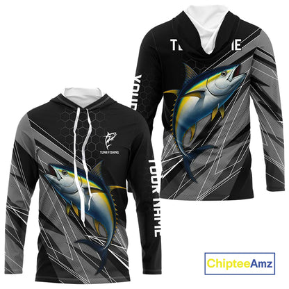 Personalized Black camo Tuna Fishing Jerseys, Tuna Tournament fishing team shirts NQS11382