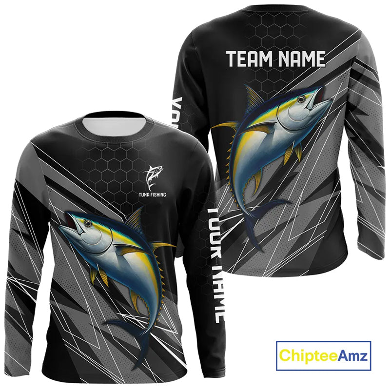 Personalized Black camo Tuna Fishing Jerseys, Tuna Tournament fishing team shirts NQS11382
