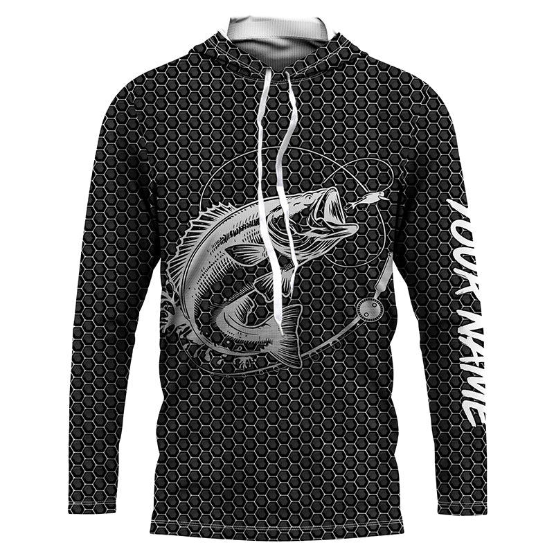 Largemouth bass fishing Custom name fishing jersey, Bass fishing shirts with hood NQS3152