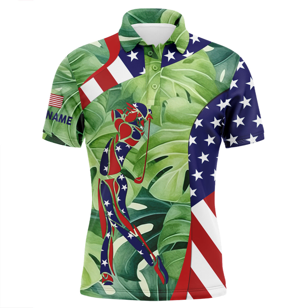 Personalized American flag patriot golf green tropical mens golf polo shirts custom golf gifts for men NQS5641