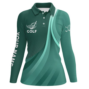 Womens golf polo shirts custom name Green golf shirt, tournament golf tops for ladies NQS5653