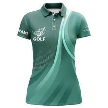 Load image into Gallery viewer, Womens golf polo shirts custom name Green golf shirt, tournament golf tops for ladies NQS5653