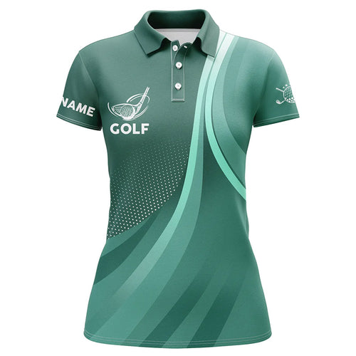 Womens golf polo shirts custom name Green golf shirt, tournament golf tops for ladies NQS5653